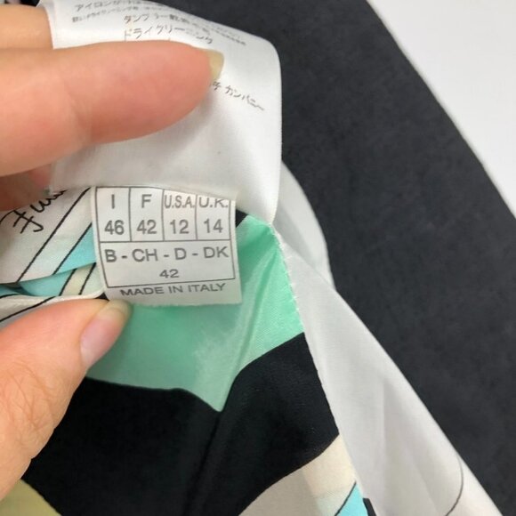 Emilio Pucci Dark Blue Shell Beaded Designer Evening Linen Jacket size 12 - Picture 9 of 11